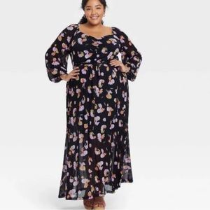 Women's Plus Size Balloon Long Sleeve Cinched Mesh Dress - Ava & Viv